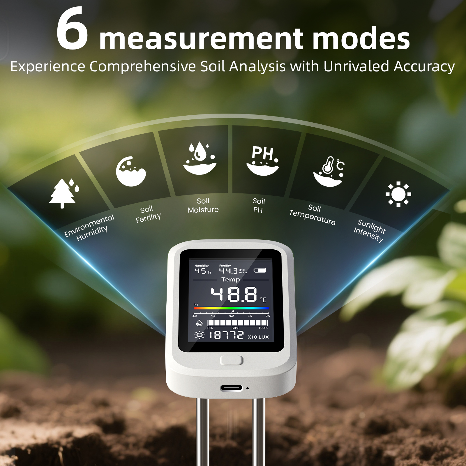 6-in-1 Soil Moisture Meter, Hy - Tissue Culture Plant avis et prix